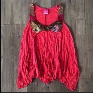 Free People Tank with Beading and embroidery